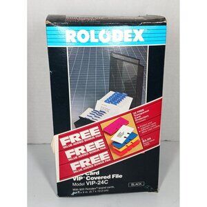 NOS 1989 Rolodex Black 500 Card VIP Covered File Model VIP-24C Organizing System